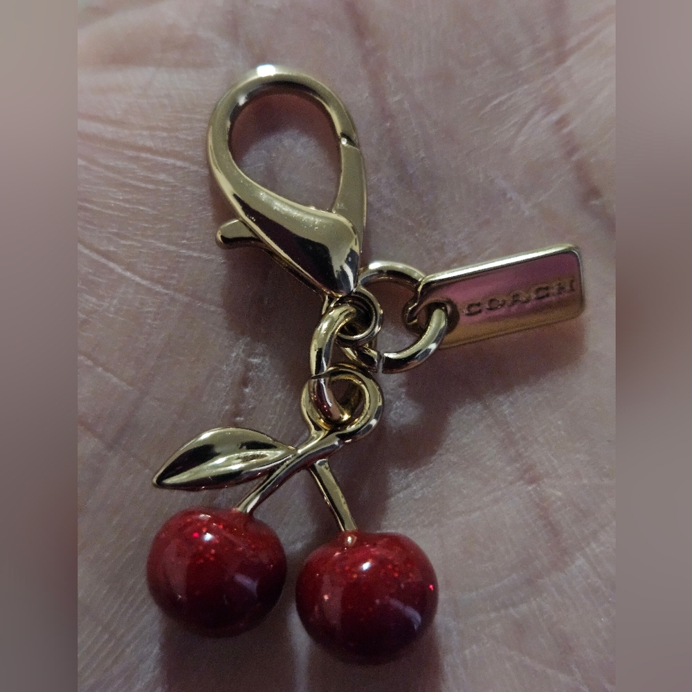 Mini Coach Cherry Red and Gold Keychain